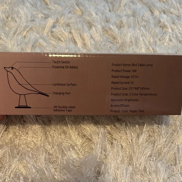 Make offer! Cordless Dimmable Magpie Bird Table Lamp Wooden design -NEW in box - Picture 9 of 9